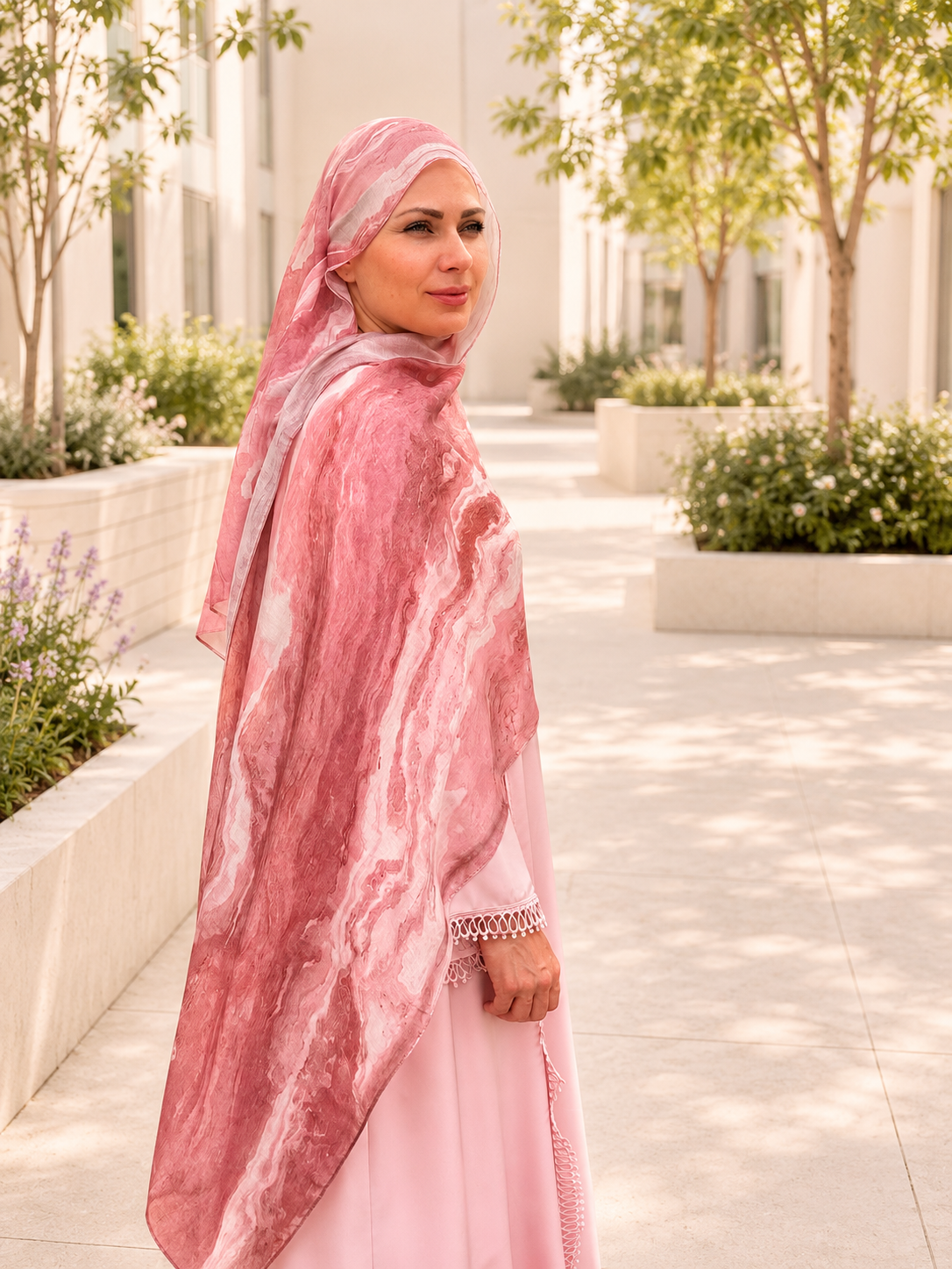 Marble Hijab rosso