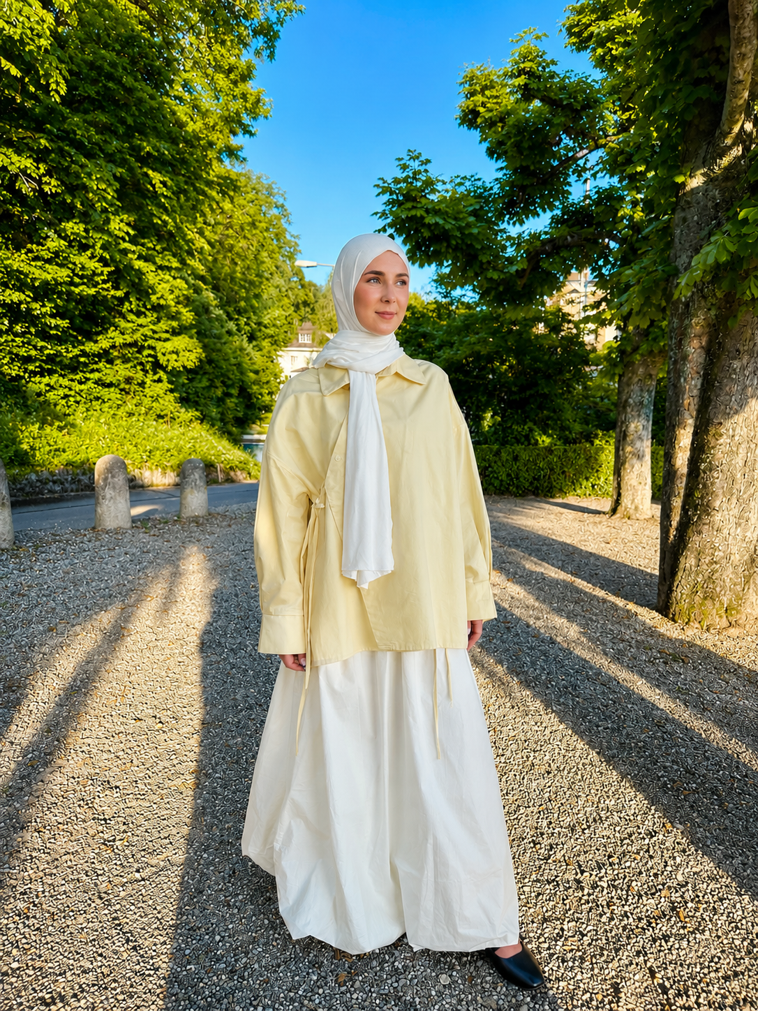 Asymmetrische Wickelbluse aus Baumwolle