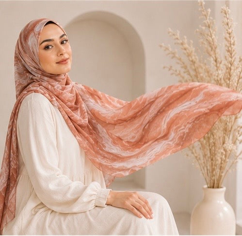 Marble Hijab rosso