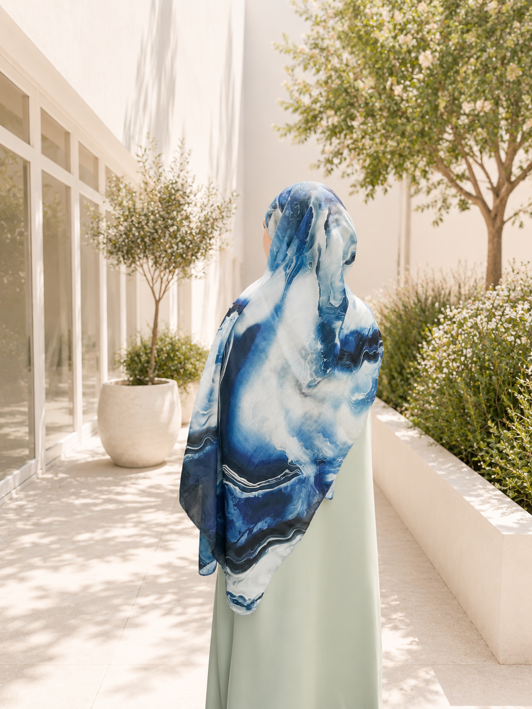 Marble Hijab blu